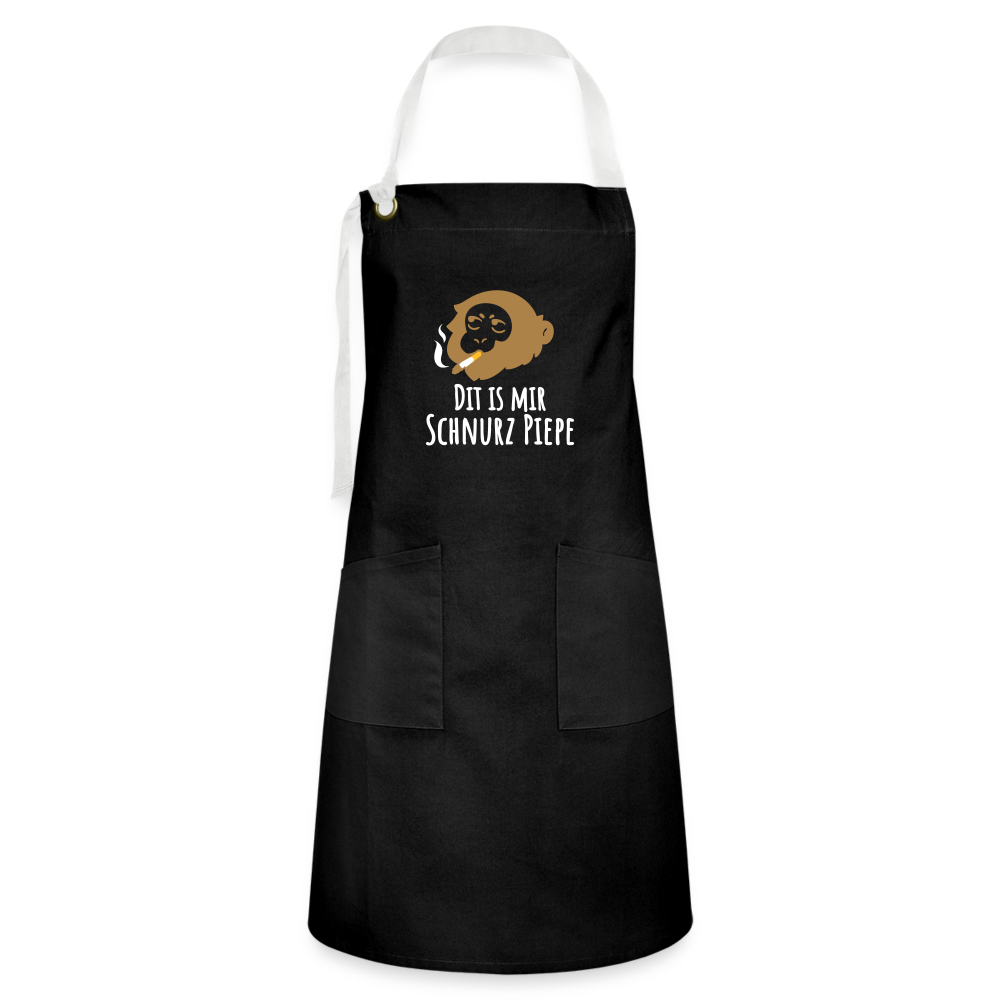 Dit is mir Schnurz Affe - Kontrastschürze - Schwarz/Weiß