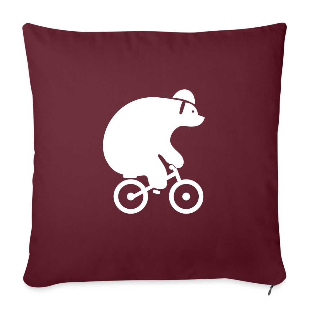 Fahrradbär - Sofakissen mit Füllung (45 x 45 cm) - Burgunderrot