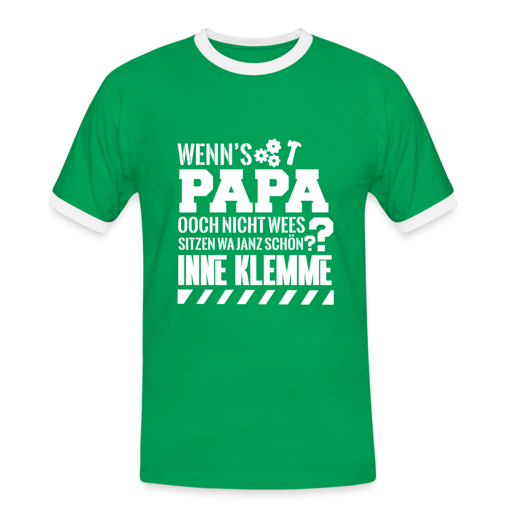 Wenn's Papa - Männer Ringer T-Shirt - Kelly Green/Weiß