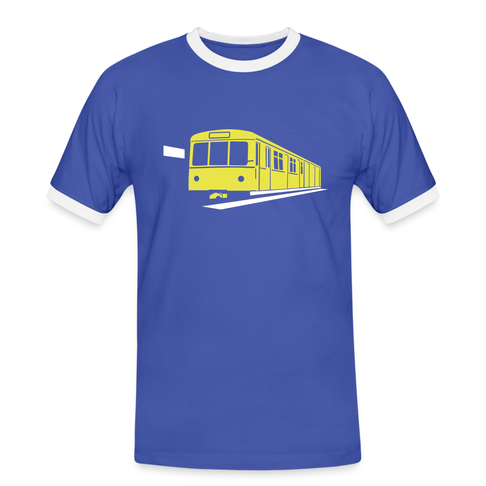 Die U-Bahn kommt - Männer Ringer T-Shirt - Blau/Weiß