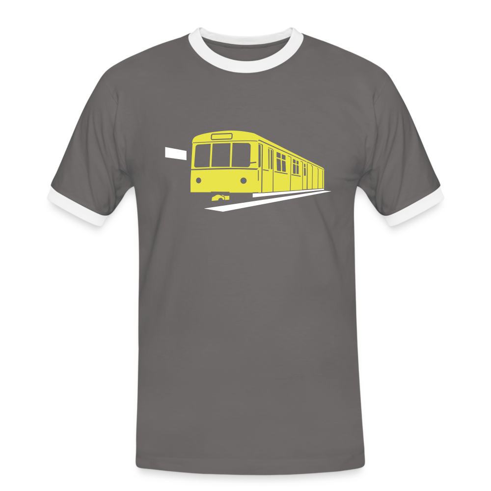 Die U-Bahn kommt - Männer Ringer T-Shirt - Dunkelgrau/Weiß