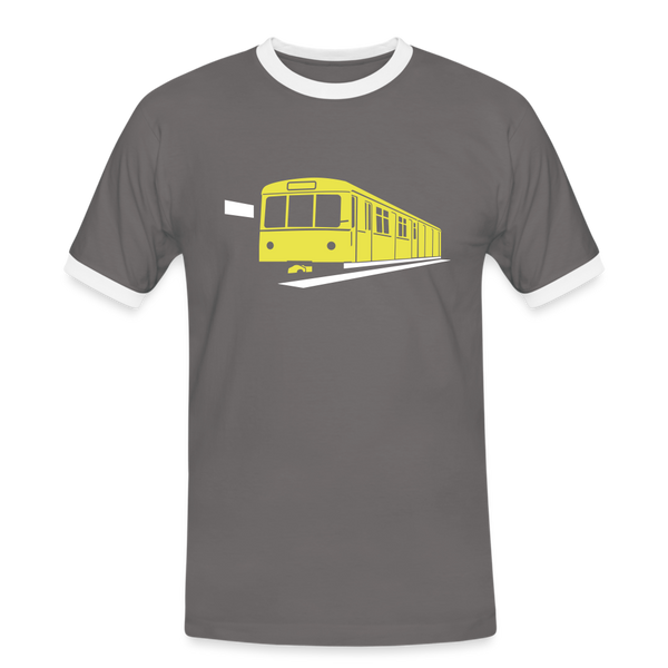 Die U-Bahn kommt - Männer Ringer T-Shirt - Dunkelgrau/Weiß