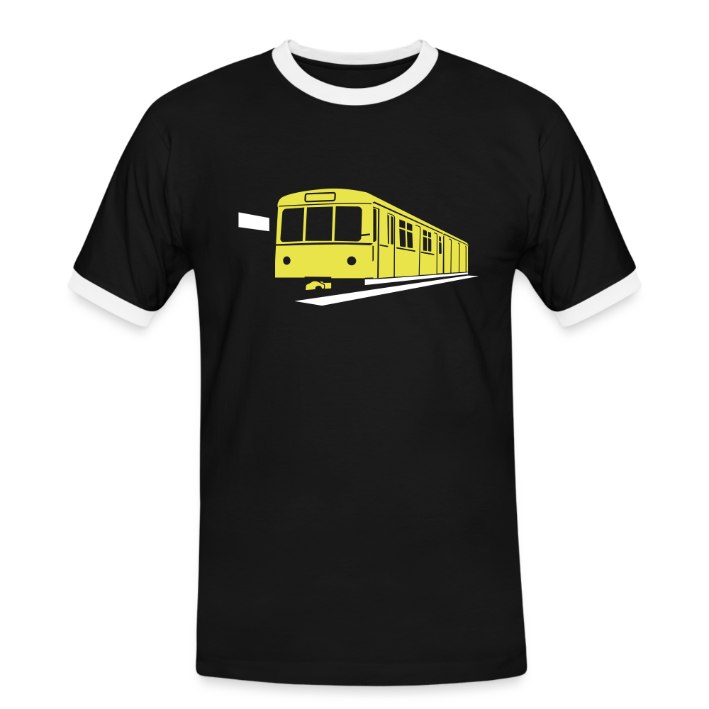 Die U-Bahn kommt - Männer Ringer T-Shirt - Schwarz/Weiß