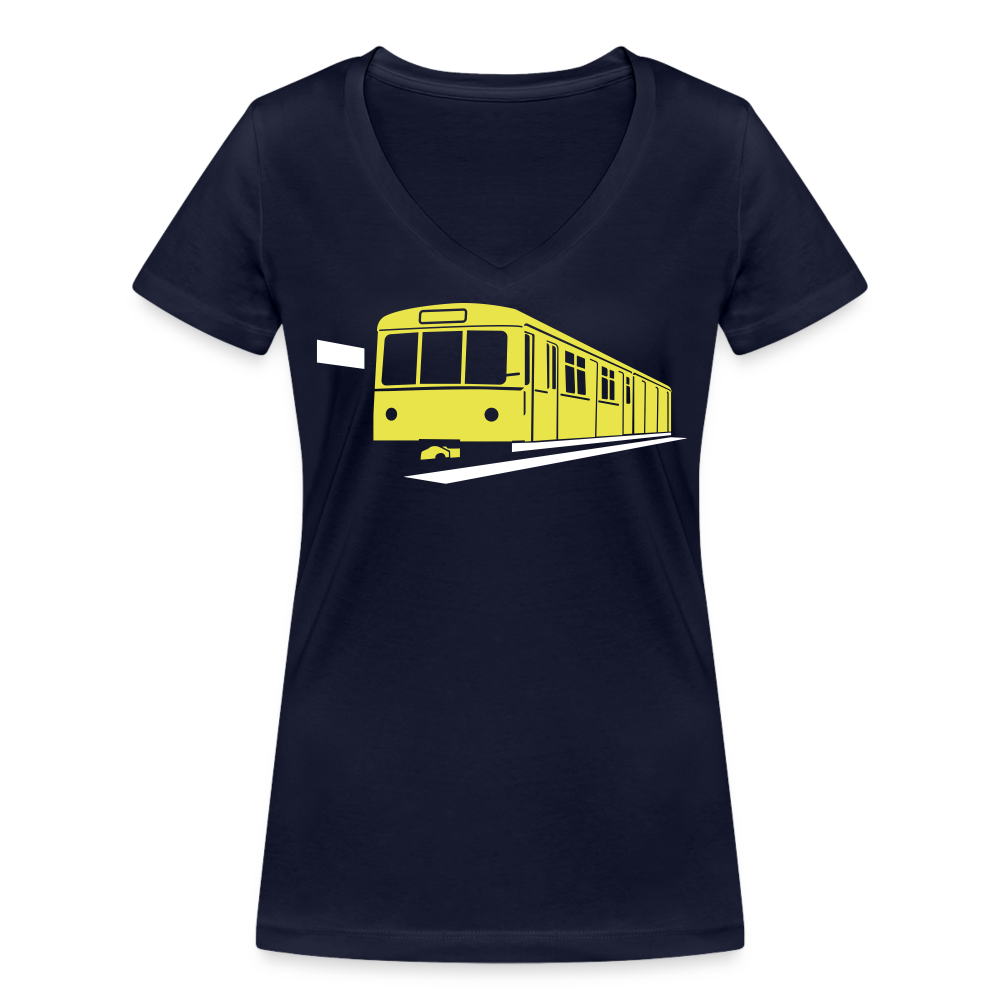 Die U-Bahn kommt - Frauen Bio V-Neck T-Shirt - Navy