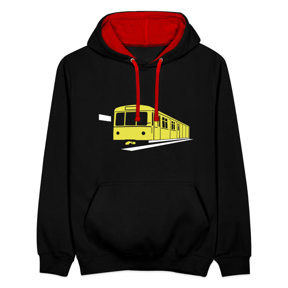 Die U-Bahn kommt - Kontrast Hoodie - Schwarz/Rot
