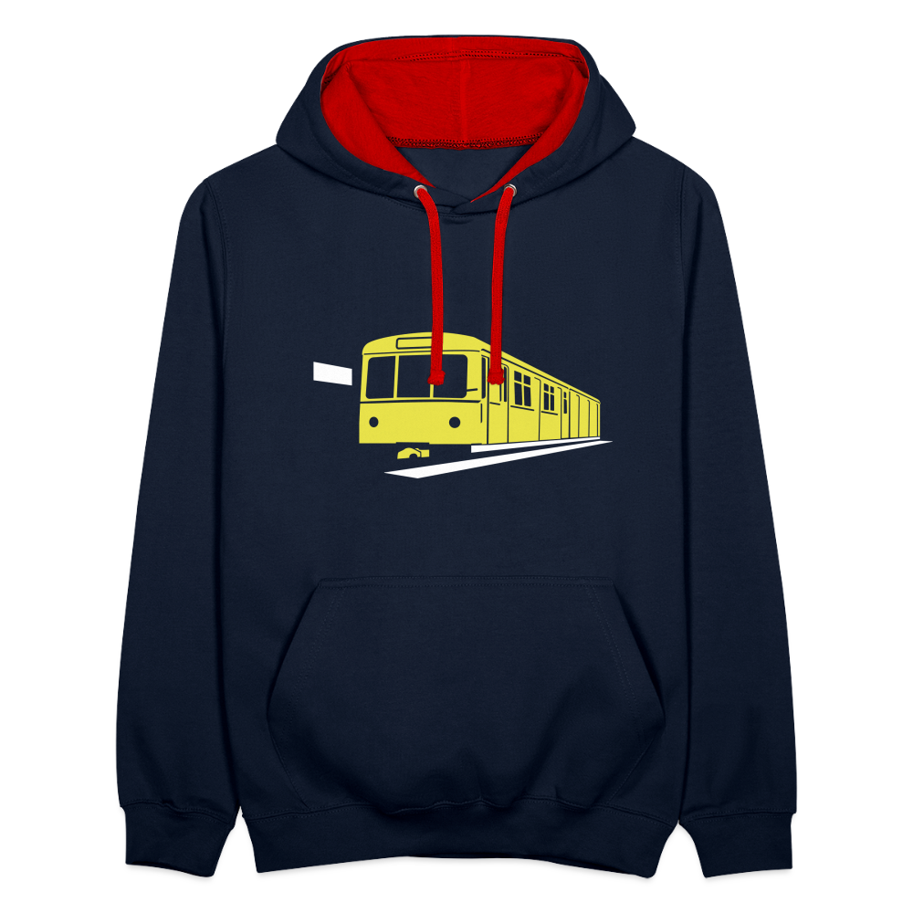 Die U-Bahn kommt - Kontrast Hoodie - Navy/Rot