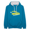 Die U-Bahn kommt - Kontrast Hoodie - Pfauenblau/Grau meliert