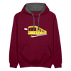 Die U-Bahn kommt - Kontrast Hoodie - Weinrot/Anthrazit