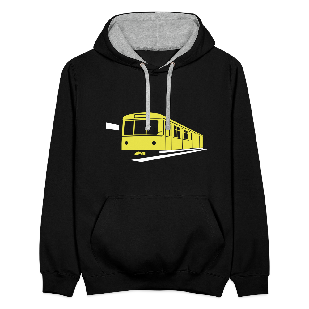 Die U-Bahn kommt - Kontrast Hoodie - Schwarz/Grau meliert