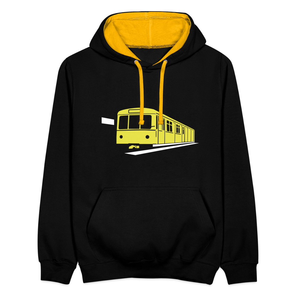Die U-Bahn kommt - Kontrast Hoodie - Schwarz/Gold