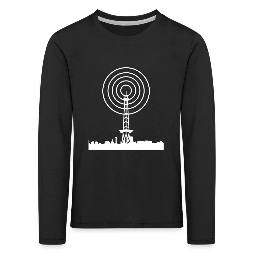 Funkturm im Fokus - Kinder Langarmshirt - Schwarz