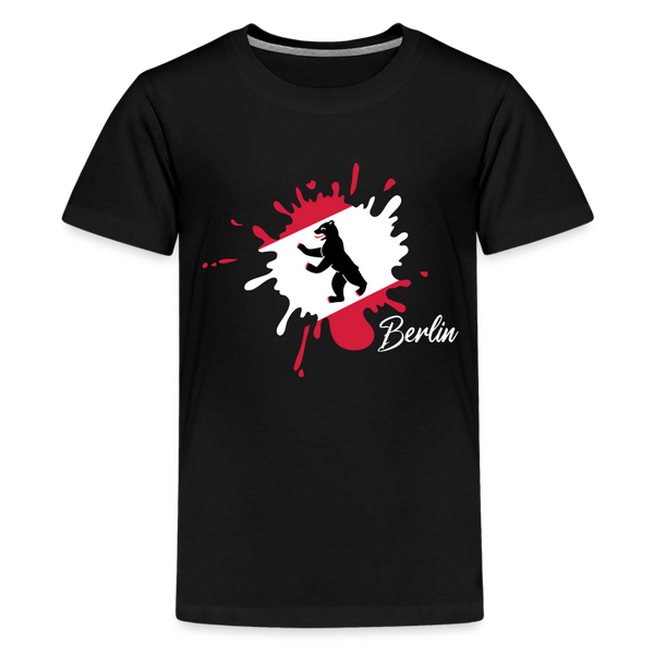 Berlin Klecks Bär - Teenager Premium T-Shirt - Schwarz
