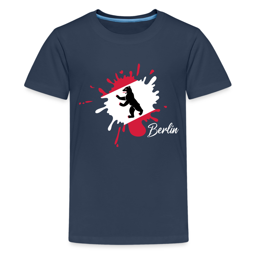 Berlin Klecks Bär - Teenager Premium T-Shirt - Navy