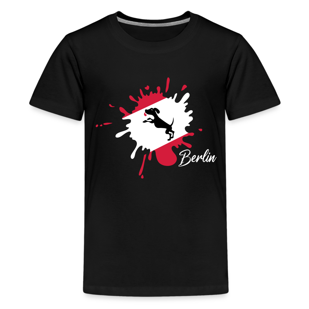 Berlin Klecks Hund - Teenager Premium T-Shirt - Schwarz