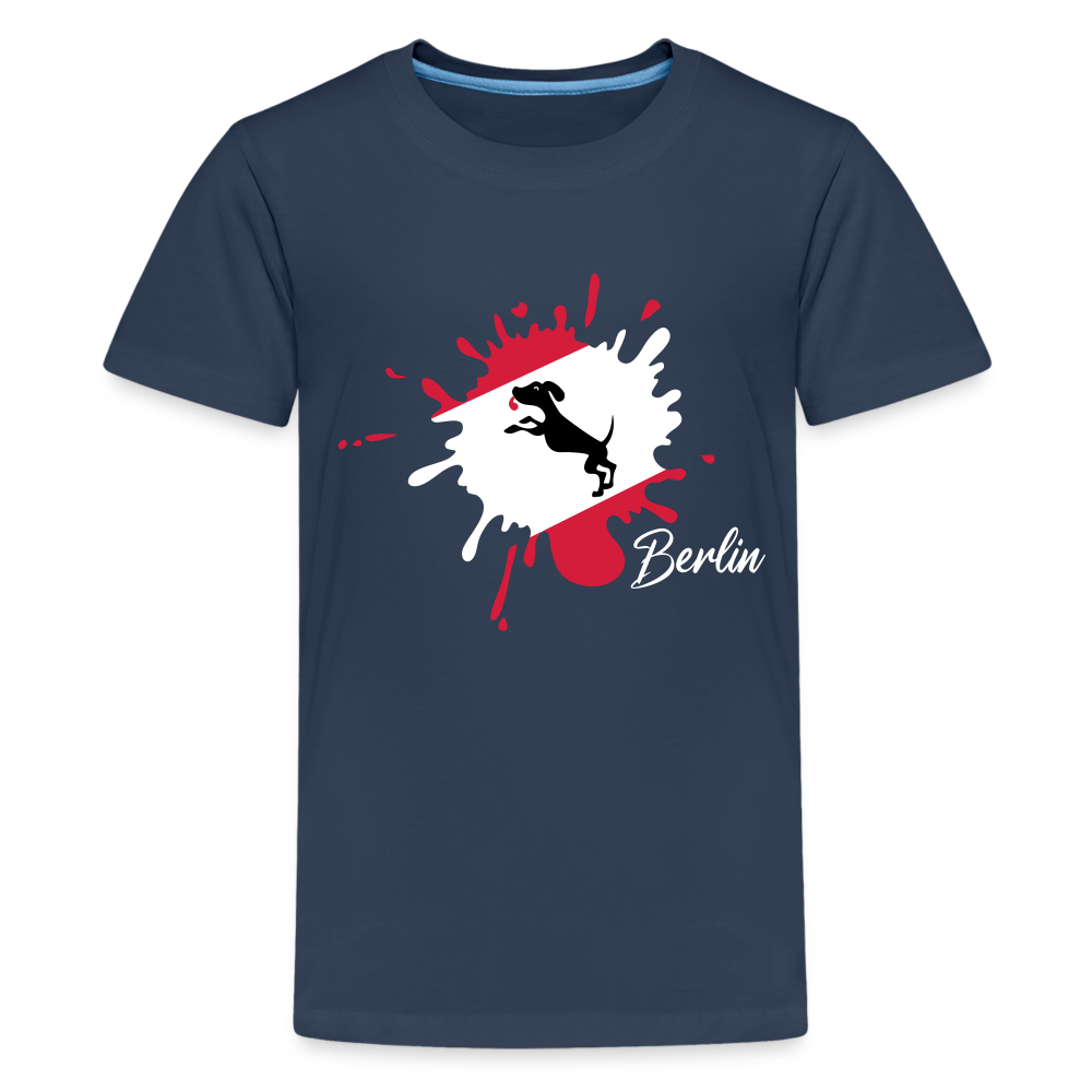Berlin Klecks Hund - Teenager Premium T-Shirt - Navy