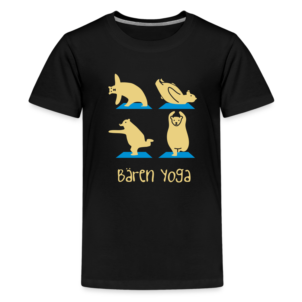 Bären Yoga - Teenager Premium T-Shirt - Schwarz