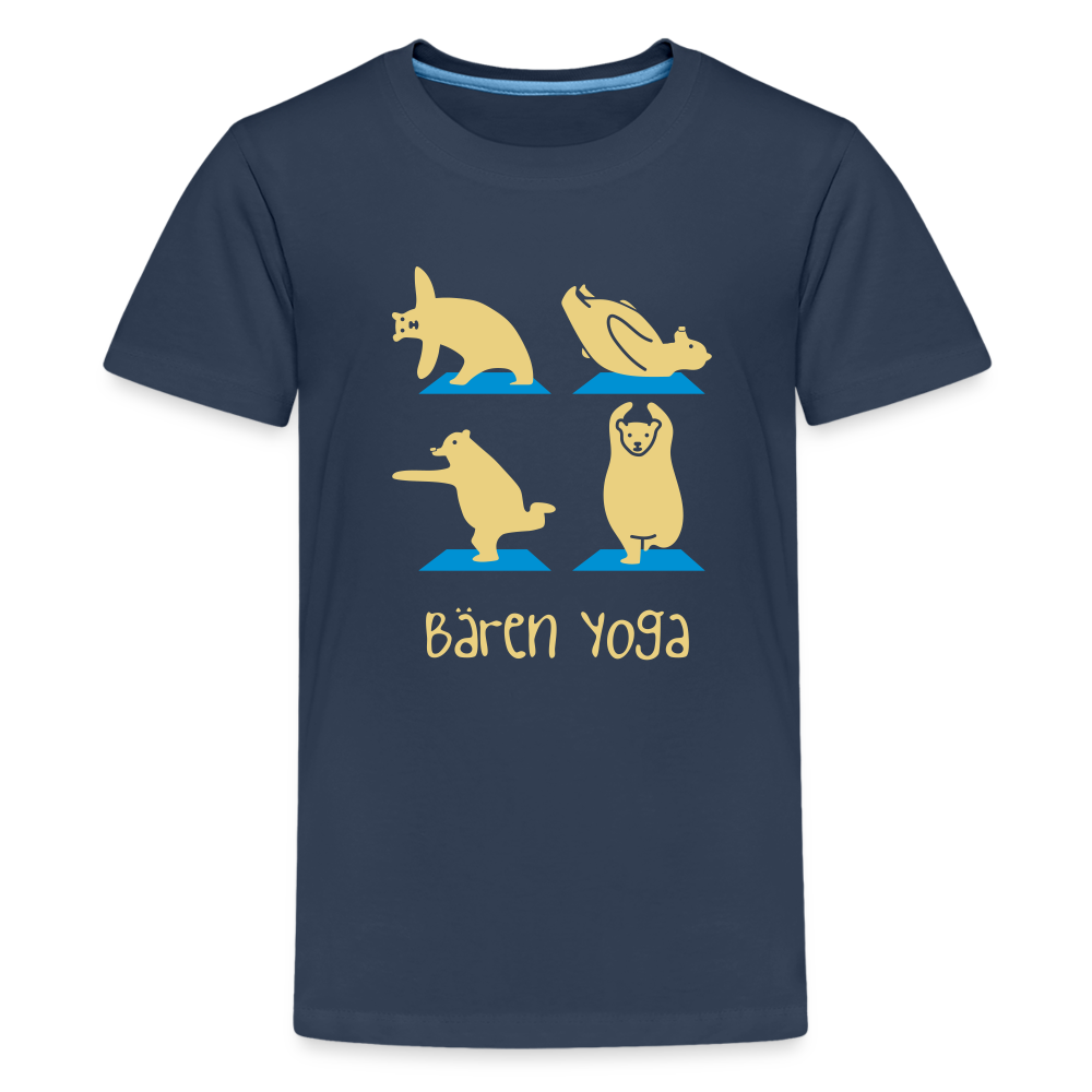 Bären Yoga - Teenager Premium T-Shirt - Navy