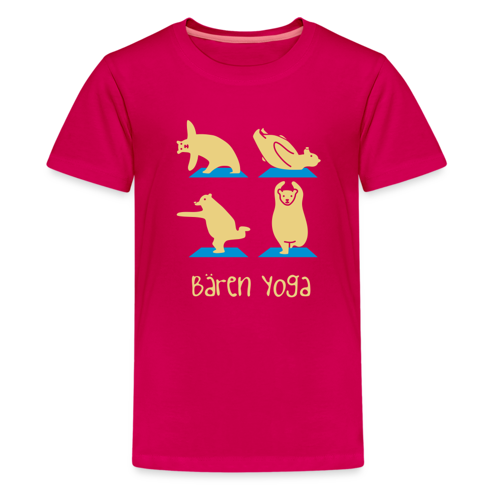 Bären Yoga - Teenager Premium T-Shirt - dunkles Pink