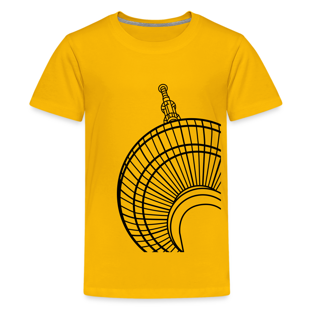 Der Turm von unten - schwarz - Teenager Premium T-Shirt - Sonnengelb