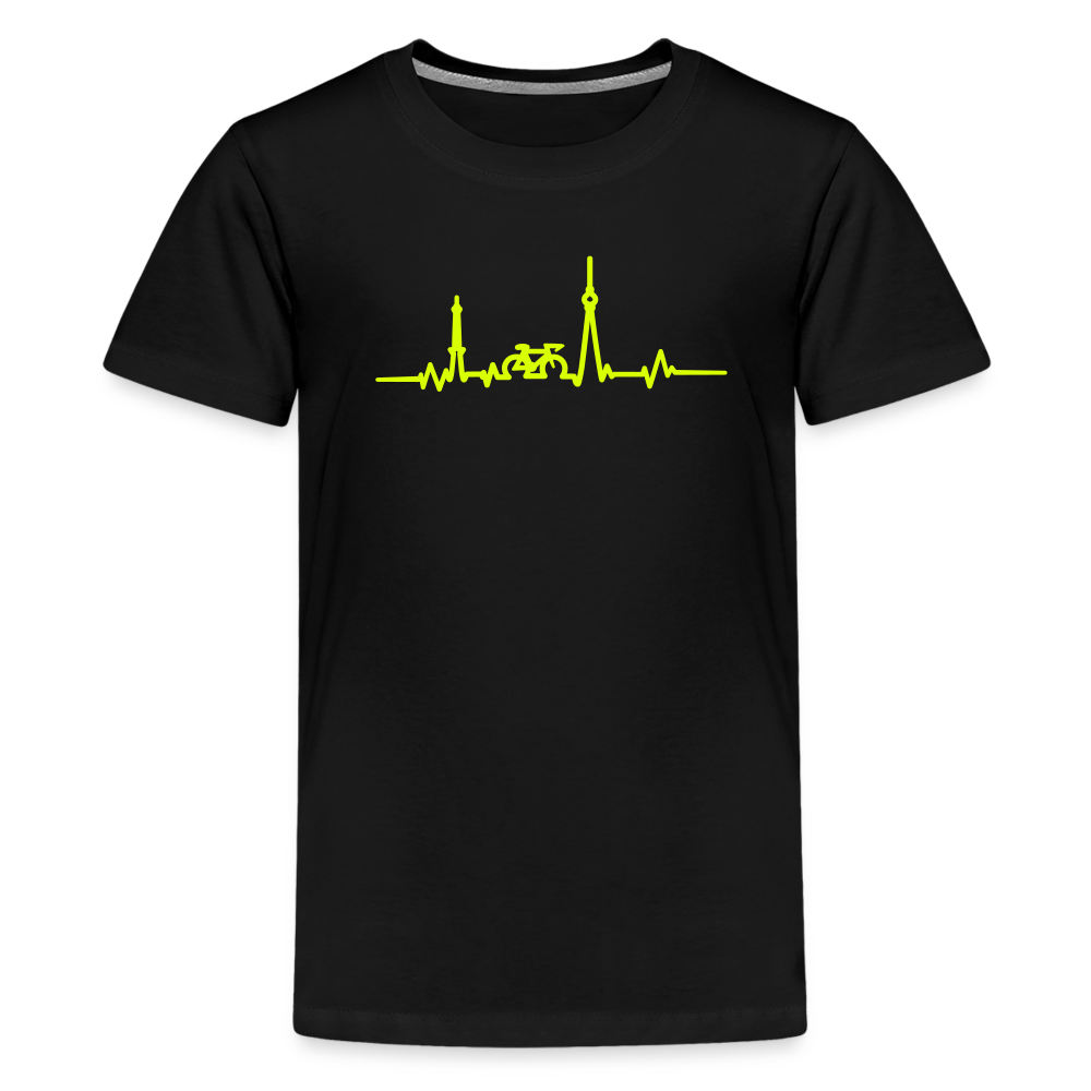 Herzschlag für Fahrradfahrer - Teenager Premium T-Shirt - Schwarz