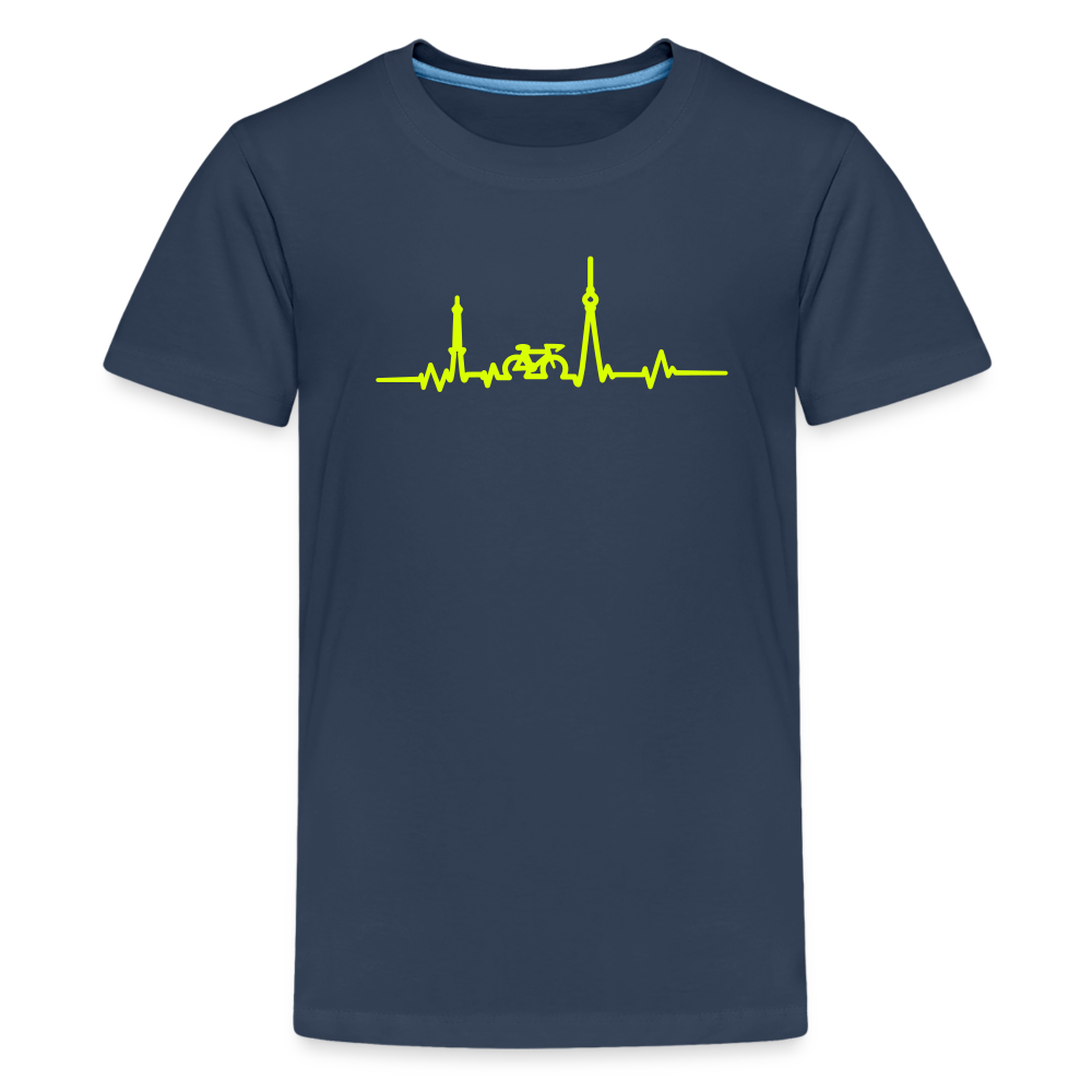 Herzschlag für Fahrradfahrer - Teenager Premium T-Shirt - Navy