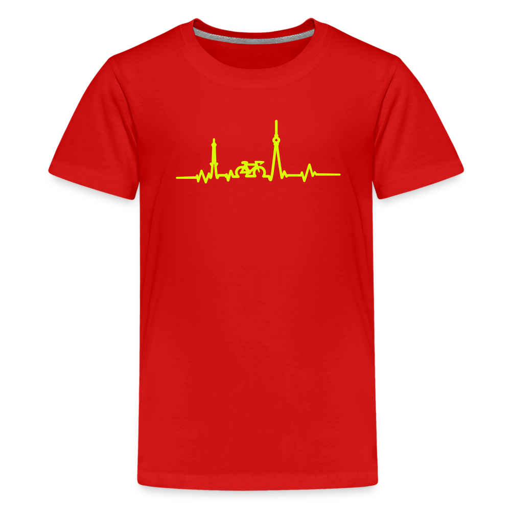 Herzschlag für Fahrradfahrer - Teenager Premium T-Shirt - Rot