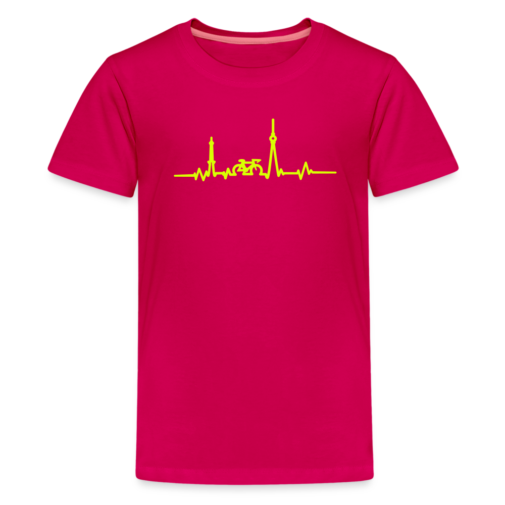 Herzschlag für Fahrradfahrer - Teenager Premium T-Shirt - dunkles Pink