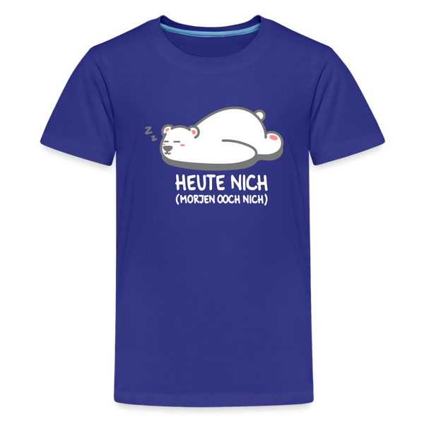 Weißes T-Shirt mit dem Motiv „Heute nich!“ auf der Vorderseite.