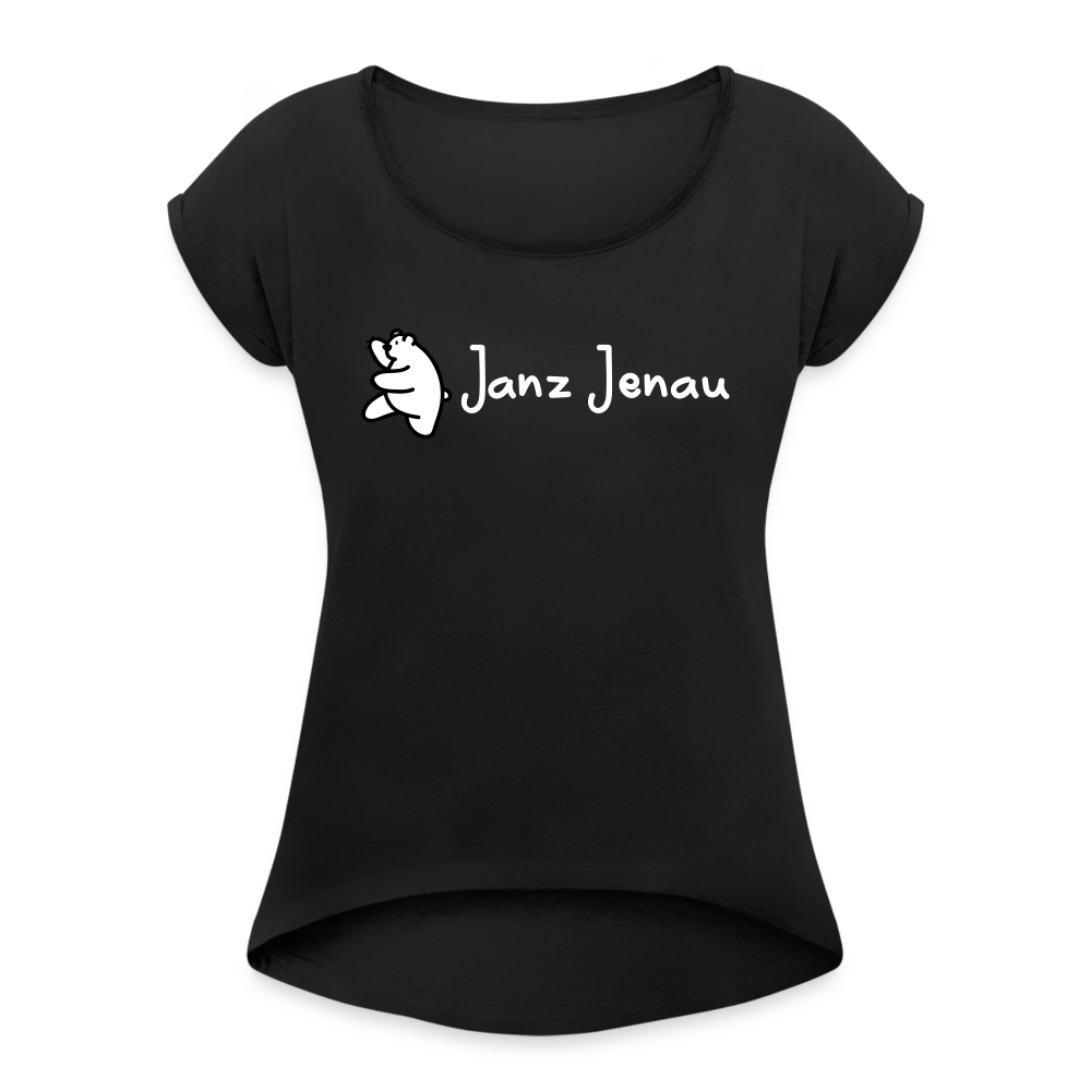 Janz Jenau - Frauen T-Shirt mit gerollten Ärmeln - Schwarz