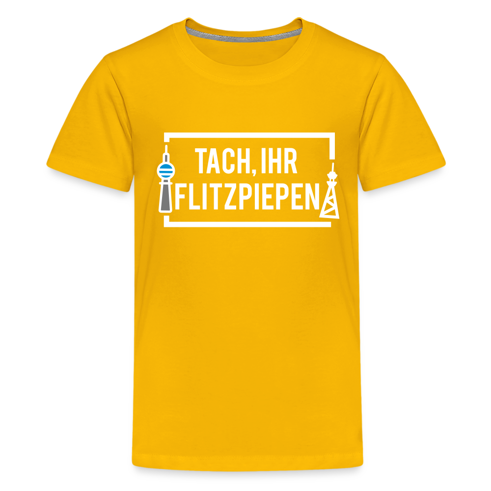 Tach ihr Flitzpiepen - weiß - Teenager Premium T-Shirt - Sonnengelb