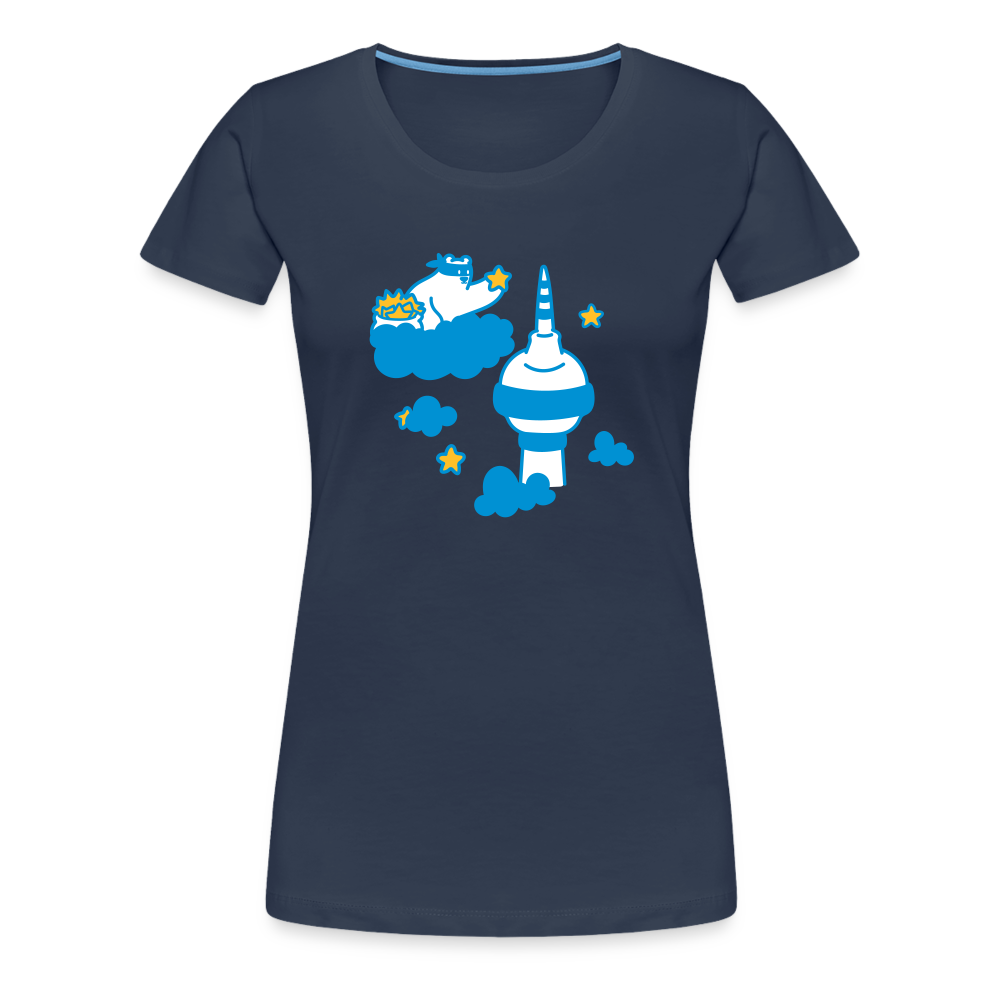 Berliner Bär bei Nacht - Frauen Premium T-Shirt - Navy