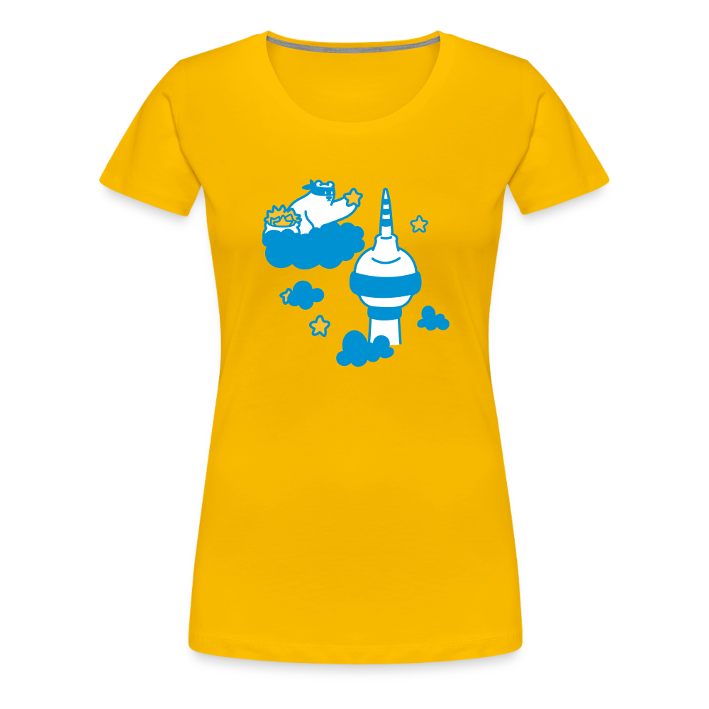 Berliner Bär bei Nacht - Frauen Premium T-Shirt - Sonnengelb