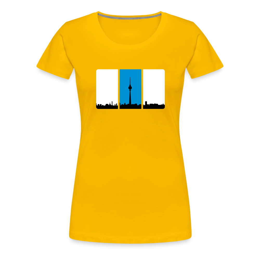Berliner Skyline in Streifen - Frauen Premium T-Shirt - Sonnengelb