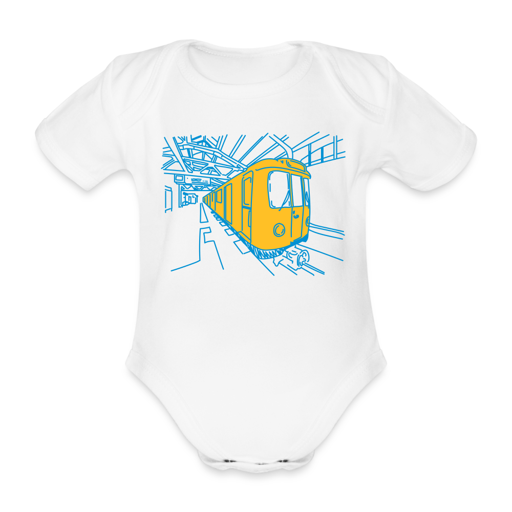 U-Bahn in Linien - Bio-Kurzarmbody - weiß