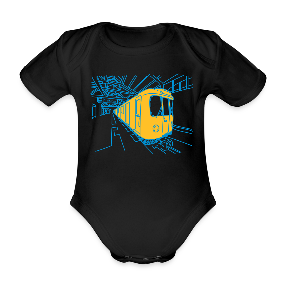 U-Bahn in Linien - Bio-Kurzarmbody - Schwarz