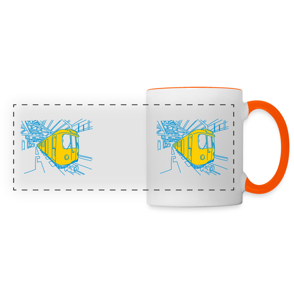 U-Bahn in Linien - Tasse zweifarbig - Weiß/Orange