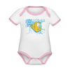 U-Bahn in Linien - Baby Bio-Kurzarm-Kontrastbody - Weiß/Rose