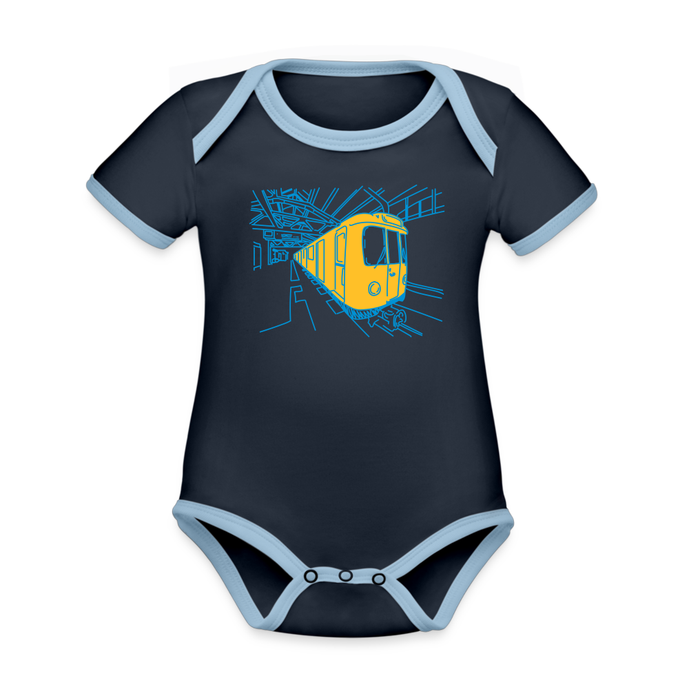 U-Bahn in Linien - Baby Bio-Kurzarm-Kontrastbody -