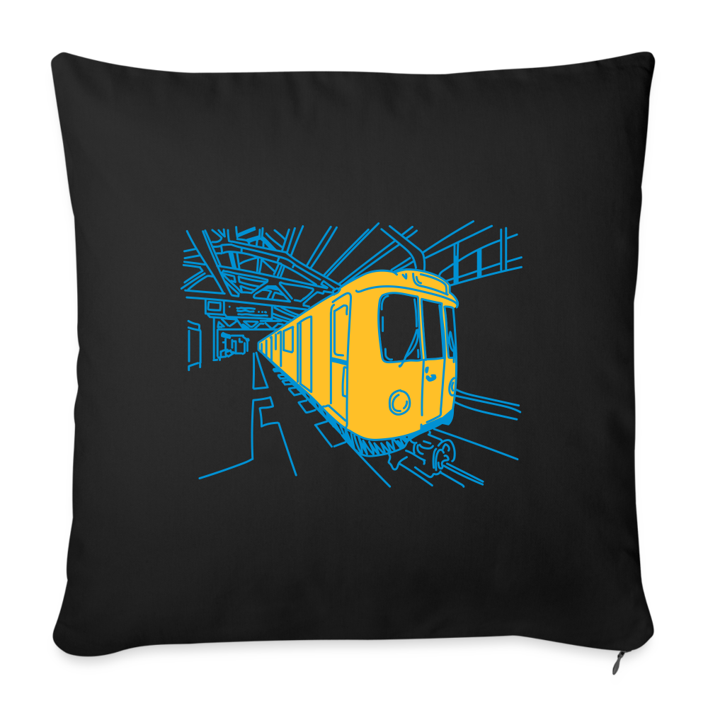 U-Bahn in Linien - Sofakissen mit Füllung (45 x 45 cm) - Schwarz