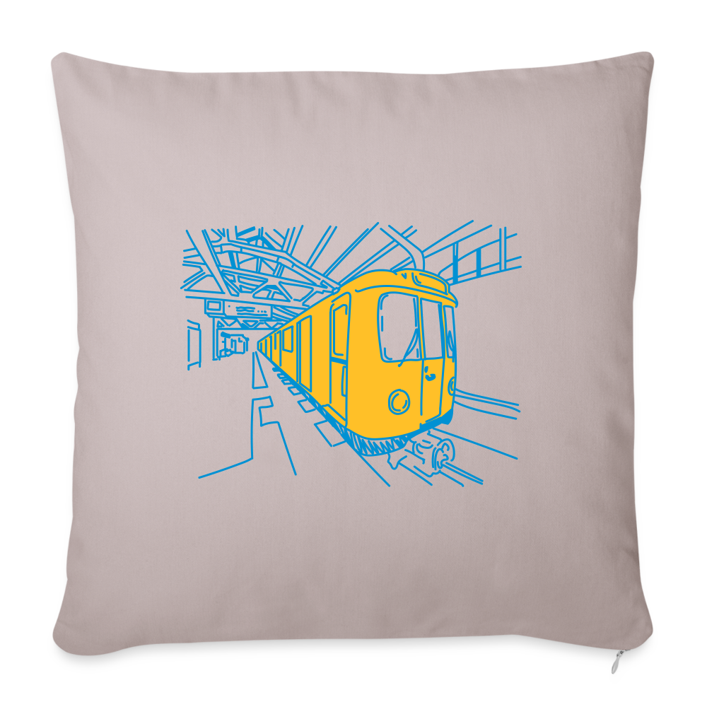 U-Bahn in Linien - Sofakissen mit Füllung (45 x 45 cm) - helles Taupe