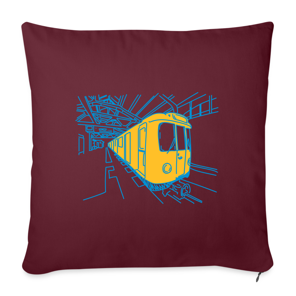 U-Bahn in Linien - Sofakissen mit Füllung (45 x 45 cm) - Burgunderrot