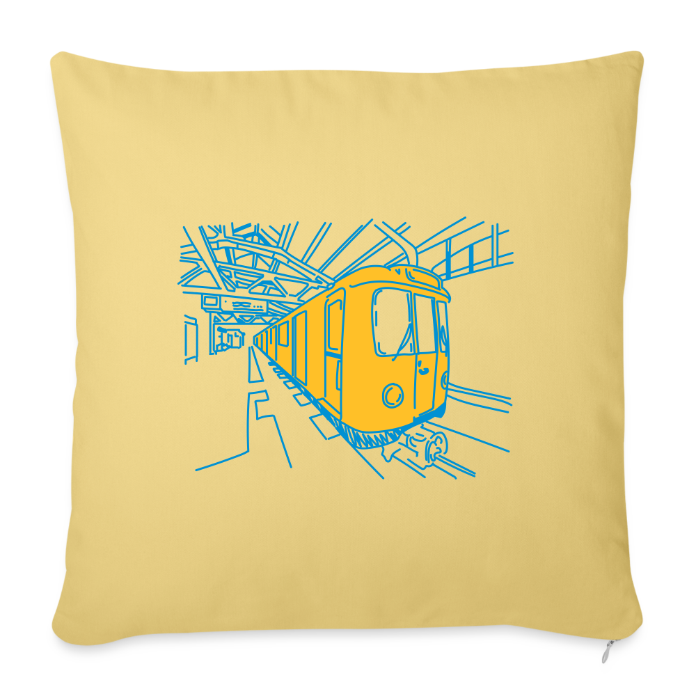 U-Bahn in Linien - Sofakissen mit Füllung (45 x 45 cm) - Hellgelb