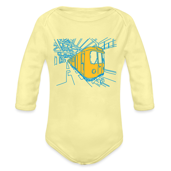 U-Bahn in Linien - Bio-Langarmbody - Hellgelb