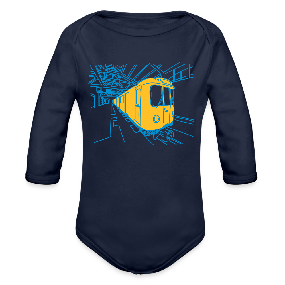 U-Bahn in Linien - Bio-Langarmbody - Dunkelnavy