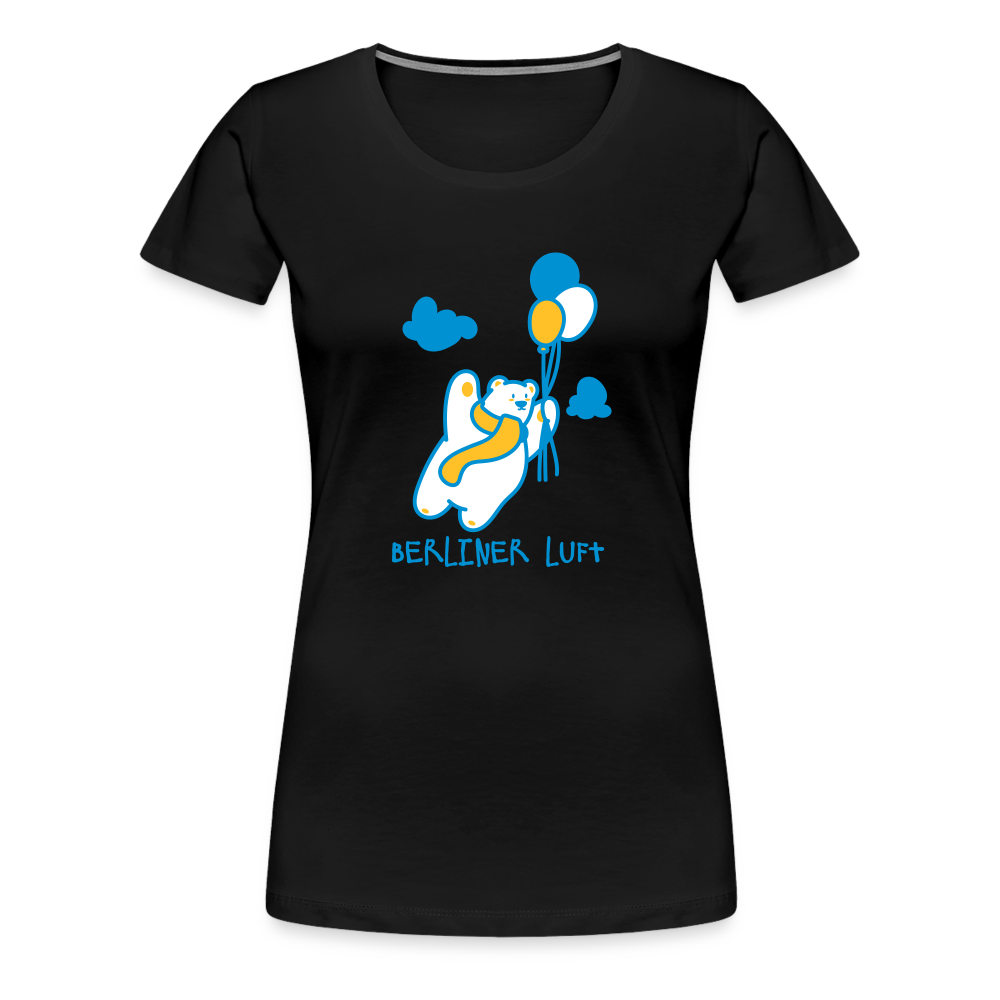 Der Bär fliegt - Frauen Premium T-Shirt - Schwarz