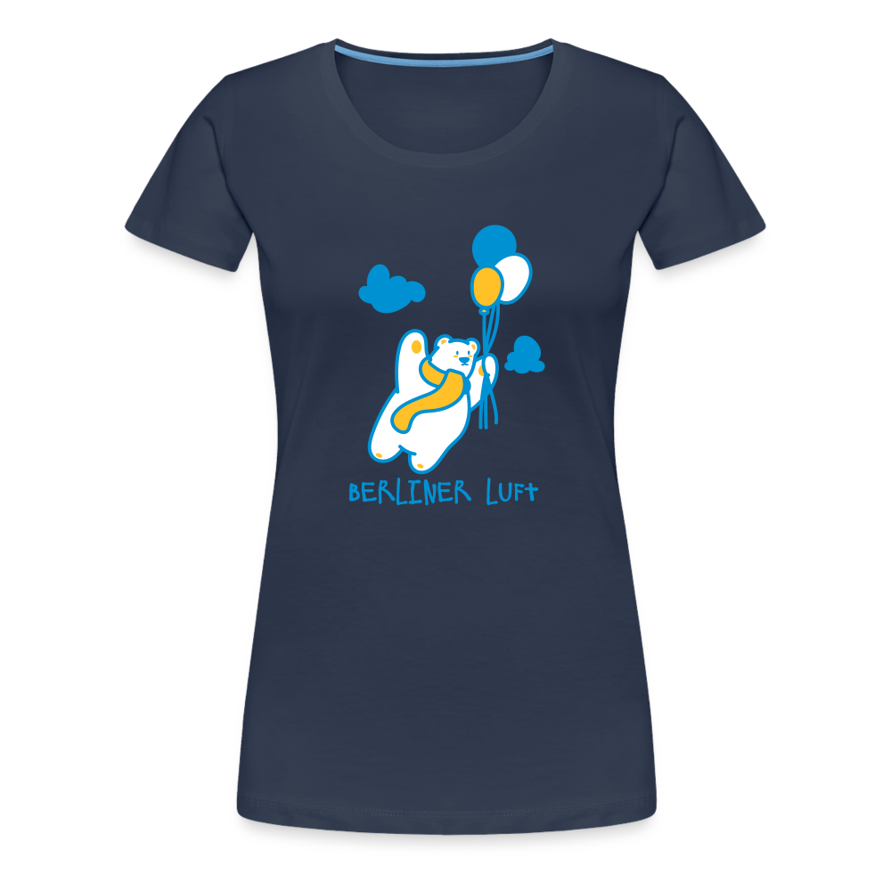 Der Bär fliegt - Frauen Premium T-Shirt - Navy