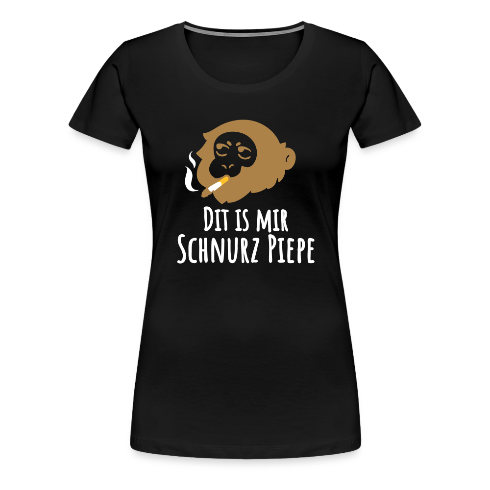 Dit is mir Schnurz Affe - Frauen Premium T-Shirt - Schwarz
