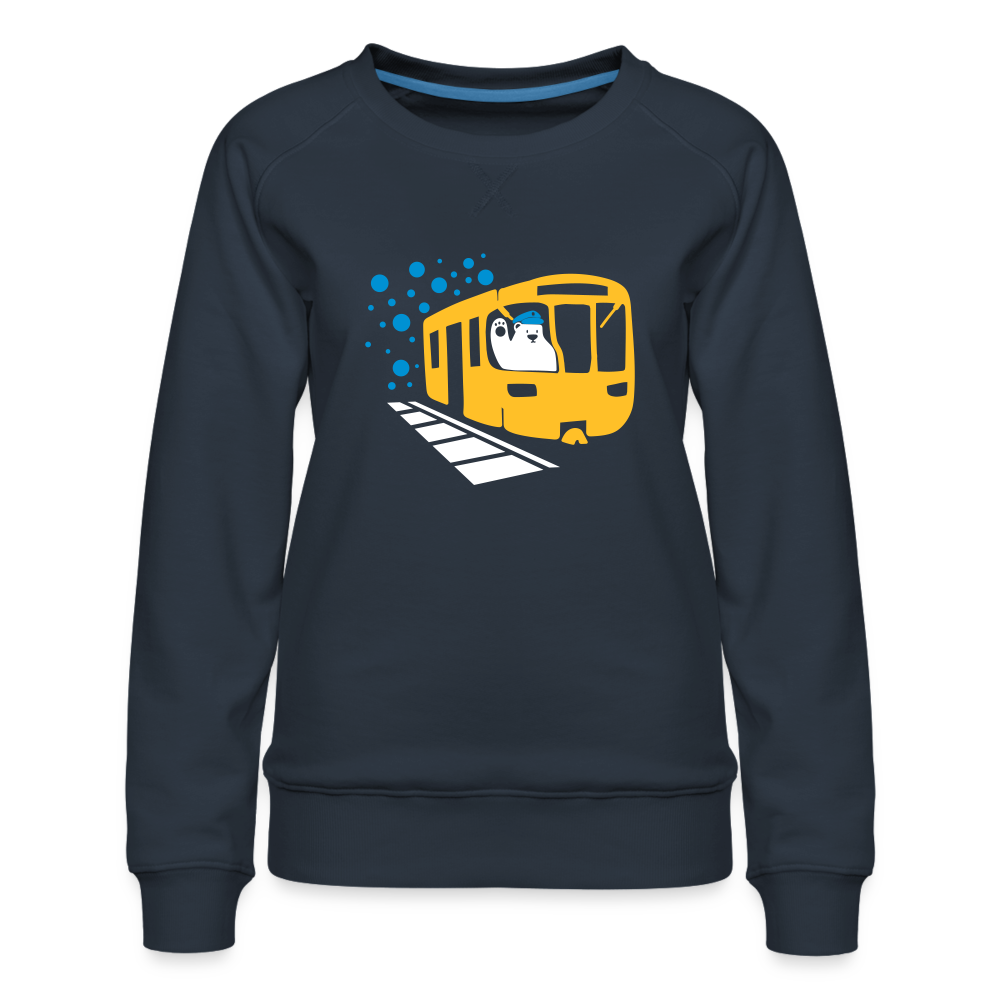 Bär in U-Bahn Kommt - Frauen Premium Sweatshirt - Navy