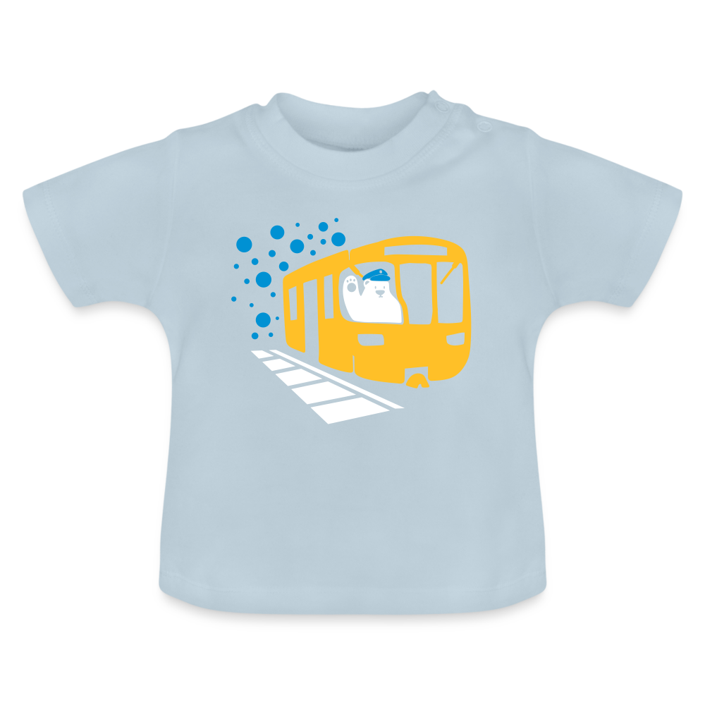 Bär in U-Bahn Kommt - Baby T-Shirt - Hellblau
