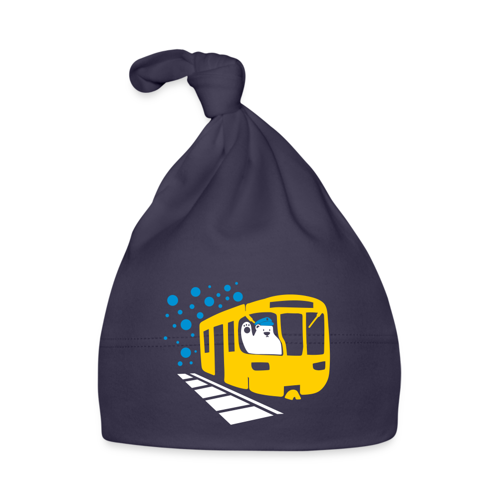 Bär in U-Bahn Kommt - Babymützen - Navy